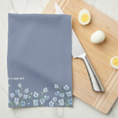 Pretty Watercolor Blue Floral  キッチンタオル (四つ折り)