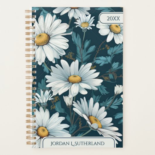 Pretty Watercolor Daisy Personalized Logo Planner プランナー手帳 (正面)