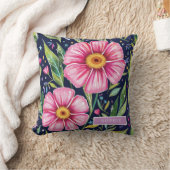 Pretty Watercolor Floral Blooming Custom Name クッション (ブランケット)