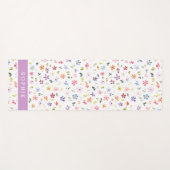 Pretty Watercolor Floral Blooming Custom Name ヨガマット (正面(横))