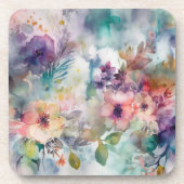 Pretty Watercolor Floral Botanical Pattern  コースター (正面)