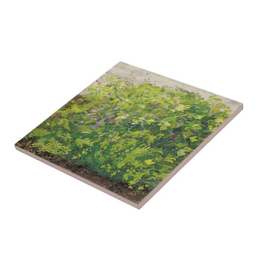 Pretty Watercolor Floral Bush Graphic Art Painting タイル (側面)