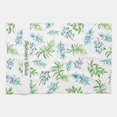 Pretty Watercolor Floral Garden Personalized キッチンタオル (横)