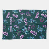Pretty Watercolor Floral Garden Personalized キッチンタオル (横)