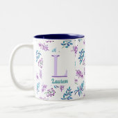 Pretty Watercolor Floral Garden Personalized ツートーンマグカップ (左)
