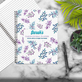 Pretty Watercolor Floral Garden Personalized  ノートブック