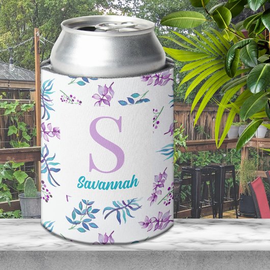 Pretty Watercolor Floral Garden Personalized 缶クーラー