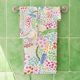 Pretty Watercolor Floral Pattern Sprint Colorful バスタオルセット