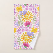 Pretty Watercolor Floral Pattern Sprint Colorful バスタオルセット (ハンドタオル)