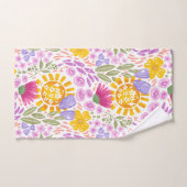 Pretty Watercolor Floral Pattern Sprint Colorful バスタオルセット (ハンドタオル)