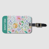 Pretty Watercolor Flowers and Buds Personalised ラゲッジタグ (正面横)
