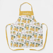 Pretty Watercolor Lemon Citrus Personalized Name エプロン (正面)