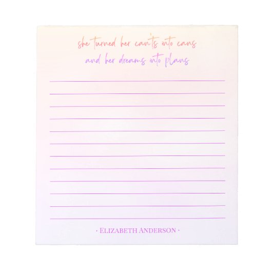 Pretty Watercolor Motivational Quote Name Notepad ノートパッド (正面)