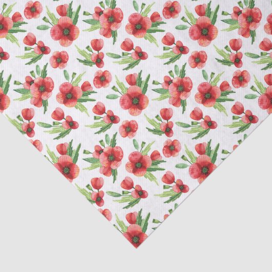 Pretty Watercolor Red Poppies Wildflowers 薄葉紙 (詳細)