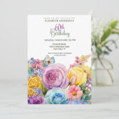 Pretty Watercolor Spring Floral 60th Birthday 招待状 (スタンド正面)
