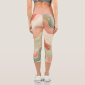 Pretty Watercolor Swirls Red/Green/Gold design  カプリレギンス (裏面)