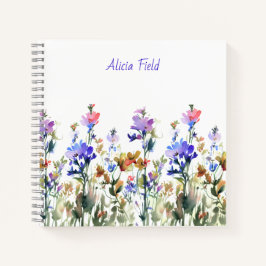 Pretty Watercolor Wildflowers | お名前 ノートブック