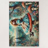 Pretty Watercolor Wonderland Alice On Mushroom ジグソーパズル (縦)