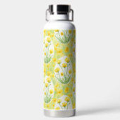 PRETTY WATERCOLOR YELLOW SPRING FLOWERS ウォーターボトル (背面)