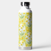PRETTY WATERCOLOR YELLOW SPRING FLOWERS ウォーターボトル (左面)