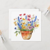 Pretty Whimsical Flowers in Pot Thinking of You  カード (正面/裏面インサイチュ)