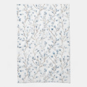 Pretty White Blue Floral Bridal Shower キッチンタオル (縦)