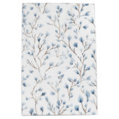 Pretty White Blue Floral Bridal Shower ミディアムペーパーバッグ