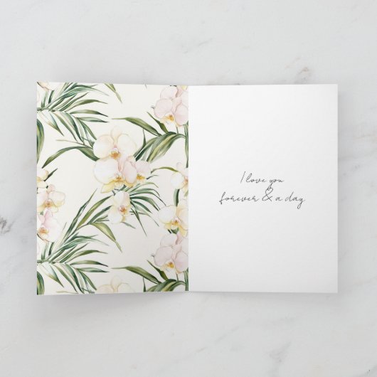 Pretty White Cream Orchids Wedding カード (内部)