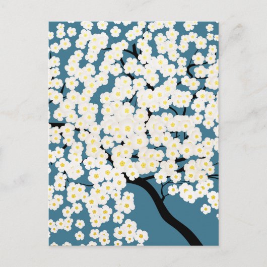 Pretty White Flowers Blossom Tree Art ポストカード (正面)