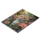 Pretty white orange cat in floral garden ノートブック (左側)