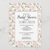 Pretty White Pink Roses Blush Glam Bridal Shower 招待状 (正面/裏面)