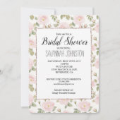 Pretty White Pink Roses Blush Glam Bridal Shower 招待状 (正面)