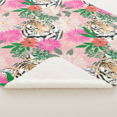 Pretty White Pink Tiger Floral Painting シェルパブランケット (3/4)