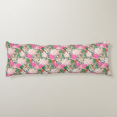 Pretty White Pink Tiger Floral Painting ボディピロー (裏面)