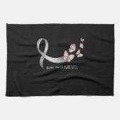 Pretty White Ribbon Support Lung Cancer Awareness. キッチンタオル (横)