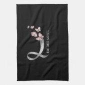 Pretty White Ribbon Support Lung Cancer Awareness. キッチンタオル (縦)