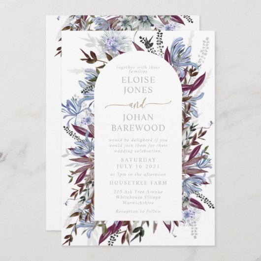 Pretty Wildflower 紫青 招待状 (正面/裏面)