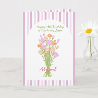 Pretty Wildflower Happy 18th Birthday for Sister  カード
