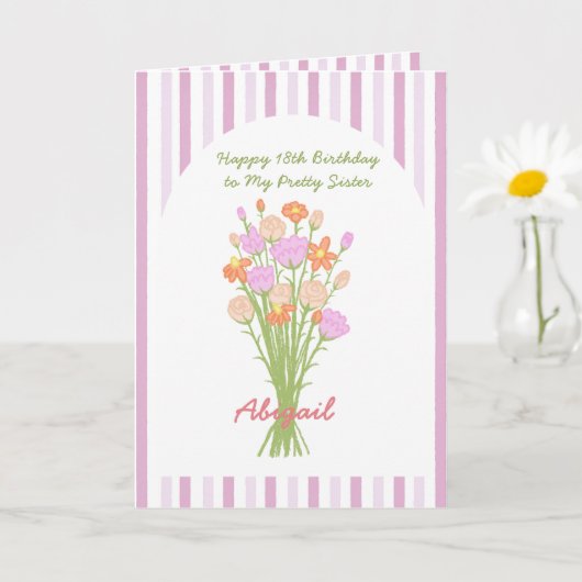 Pretty Wildflower Happy 18th Birthday for Sister  カード (小さな植物)
