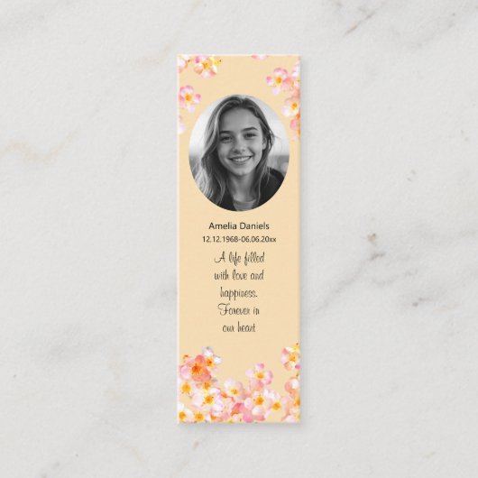 Pretty Wildflower Photo Funeral Mini Bookmark コーリングカード (正面)