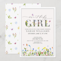 Pretty Wildflower Sweet Baby Girl Script Shower