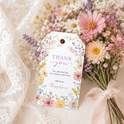 Pretty Wildflowers Baby in Bloom ベビーシャワー ギフトタグ
