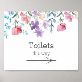 Pretty Wildflowers | Garden Wedding Toilets Sign ポスター