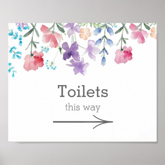 Pretty Wildflowers | Garden Wedding Toilets Sign ポスター (正面)