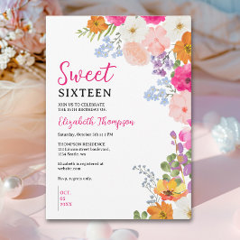 Pretty Wildflowers Sweet Sixteen 招待状