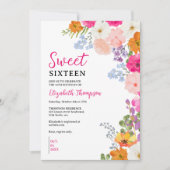 Pretty Wildflowers Sweet Sixteen 招待状 (正面)