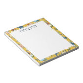 Pretty Yellow Floral Pattern 名前入り ノートパッド (アングル)