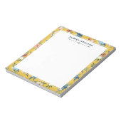 Pretty Yellow Floral Pattern 名前入り ノートパッド (回転)