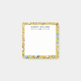 Pretty Yellow Floral Pattern 名前入り ポストイット