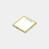 Pretty Yellow Floral Pattern 名前入り ポストイット (アングル)